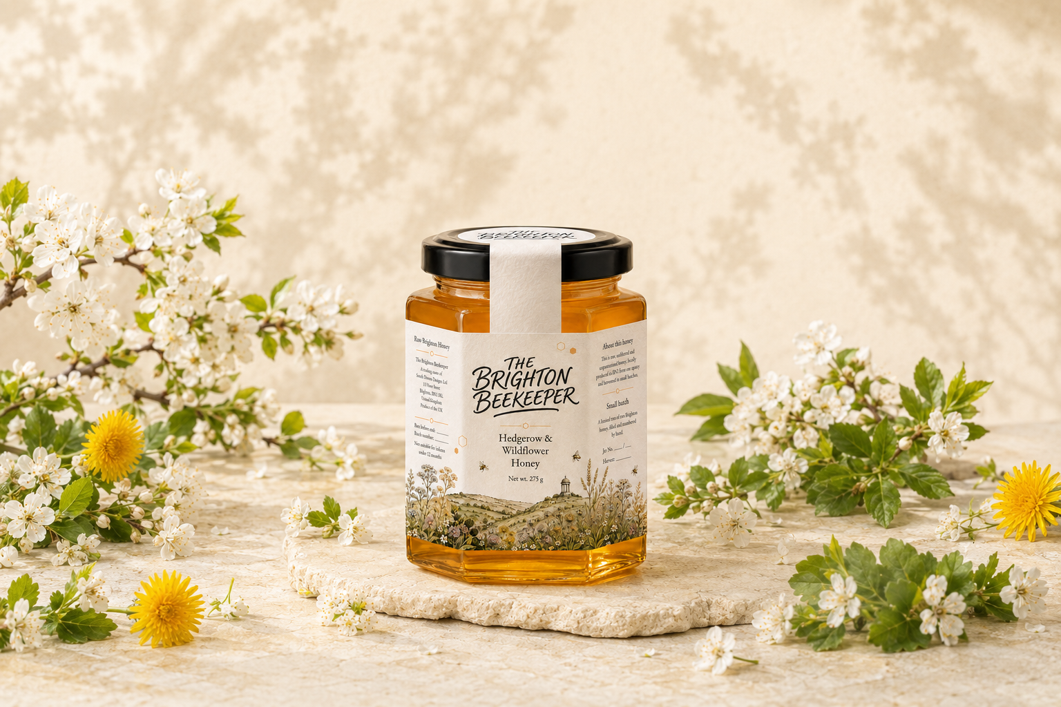Image showing honey with spring flowers