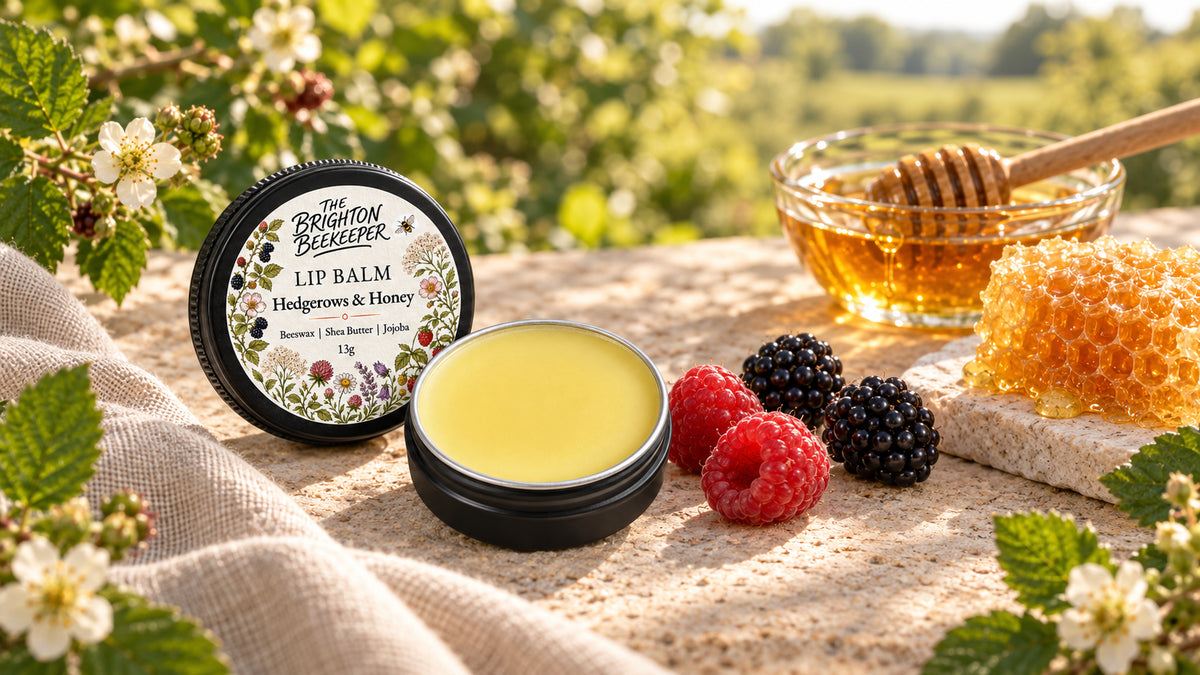 Hedgerows & Honey Lip Balm with raspberries, blackberries and honeycomb
